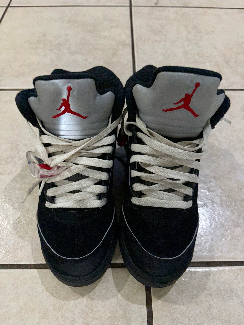 Nike air Jordan retro 5 Kids' Black, Silver & Red Jordan High-Top Sneakers